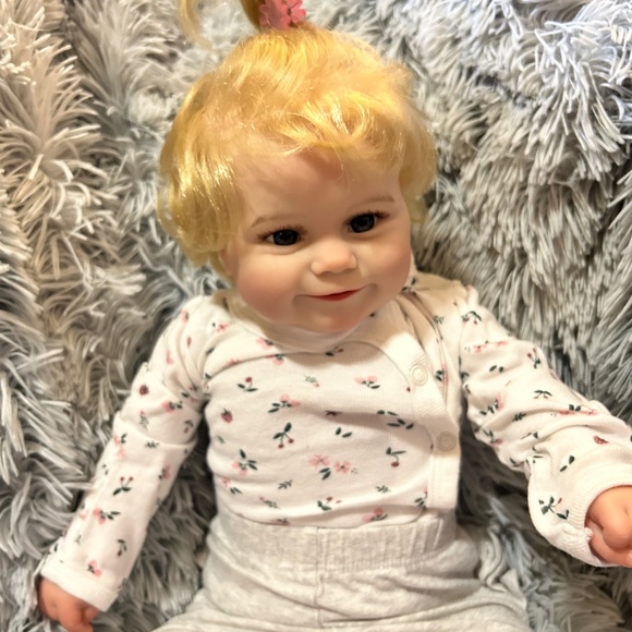 Reborn Baby Girl Doll Cloth Body Full Silicone Vinyl Limbs & Accessories (NWT) - Picture 3 of 14